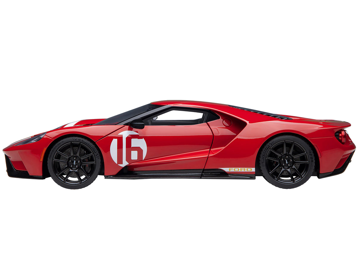 Ford GT Heritage Edition #16 "Alan Mann" Red Metallic with Gold Stripes 1/18 Model Car by Autoart - view 5