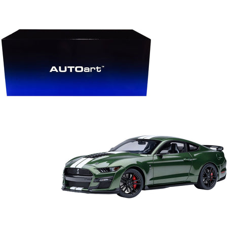 Ford Mustang Shelby GT500 Eruption Green Metallic with White Stripes 1/18 Model Car by Autoart