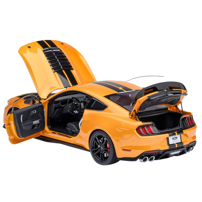 Ford Mustang Shelby GT500 Cyber Orange Metallic with Black Stripes 1/18 Model Car by Autoart