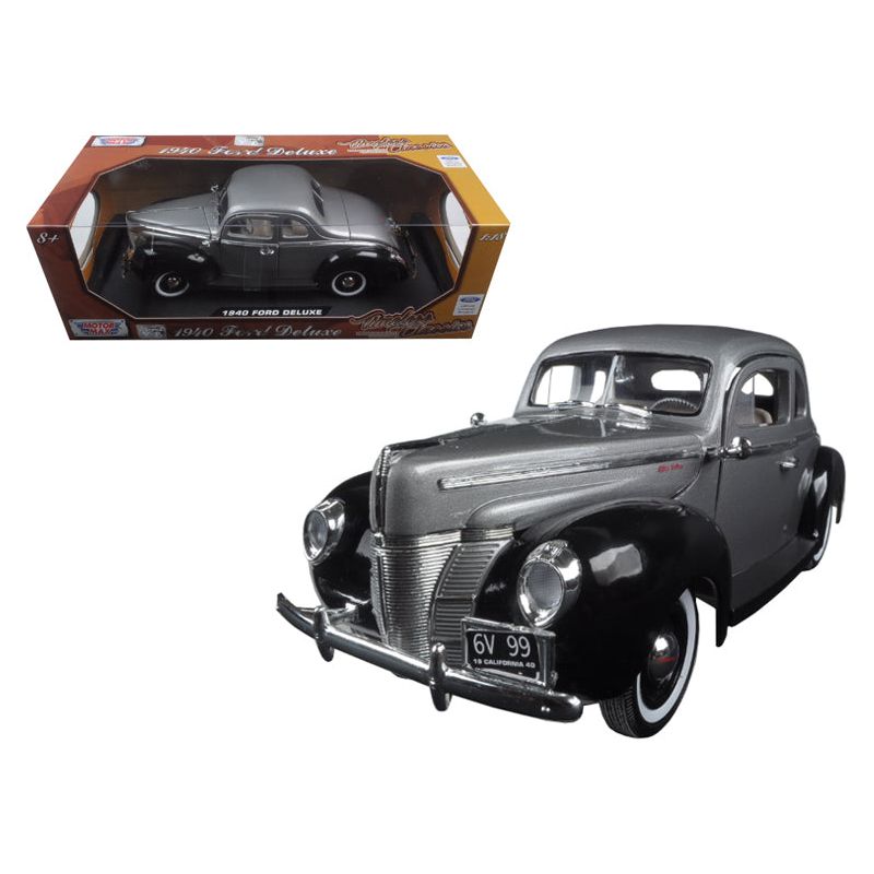 1940 Ford Deluxe Grey with Black "Timeless Classics" 1/18 Diecast Model Car by Motormax