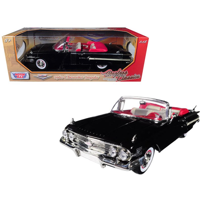 1960 Chevrolet Impala Convertible Black 1/18 Diecast Car Model by Motormax