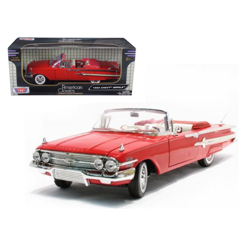 1960 Chevrolet Impala Convertible Red 1/18 Diecast Model Car by Motormax