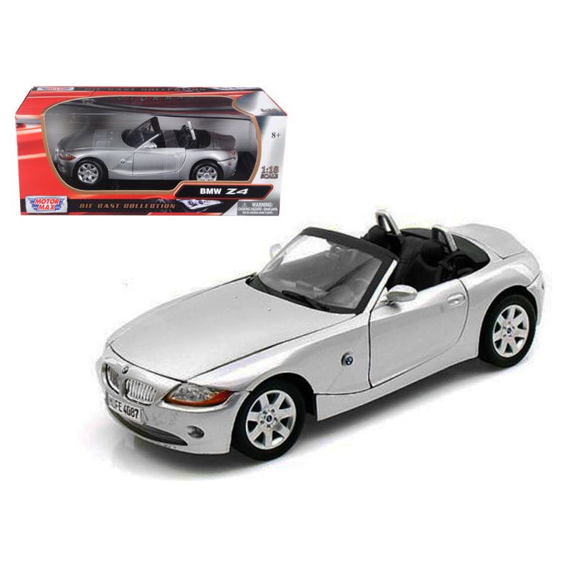 BMW Z4 Convertible Silver 1/18 Diecast Model Car by Motormax