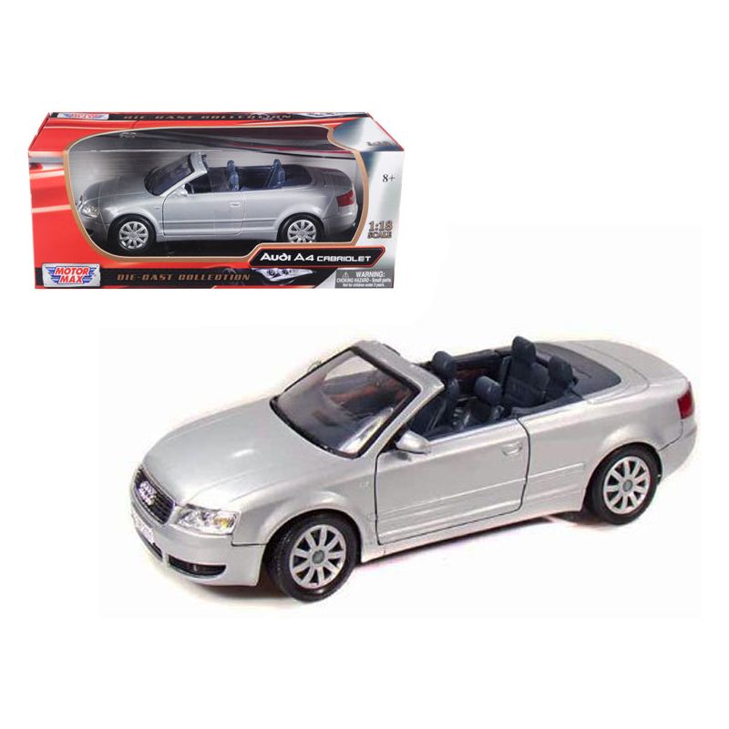 2004 Audi A4 Cabriolet Silver 1/18 Diecast Model Car by Motormax