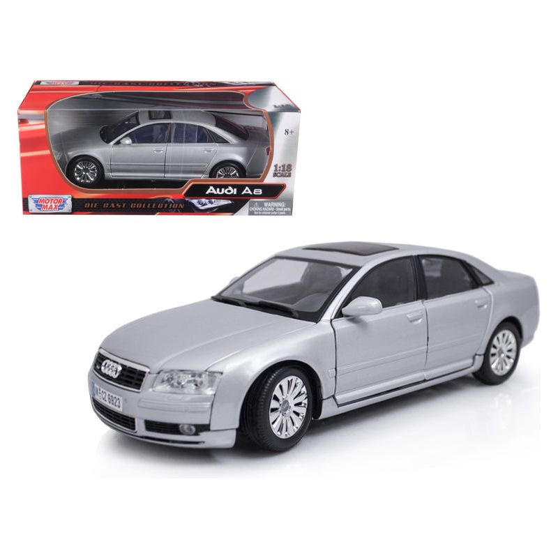 2004 Audi A8 Silver 1/18 Diecast Model Car by Motormax