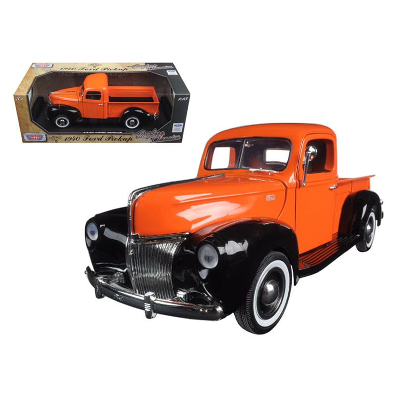 1940 Ford Pickup Truck Orange "Timeless Classics" 1/18 Diecast Model Car by Motormax