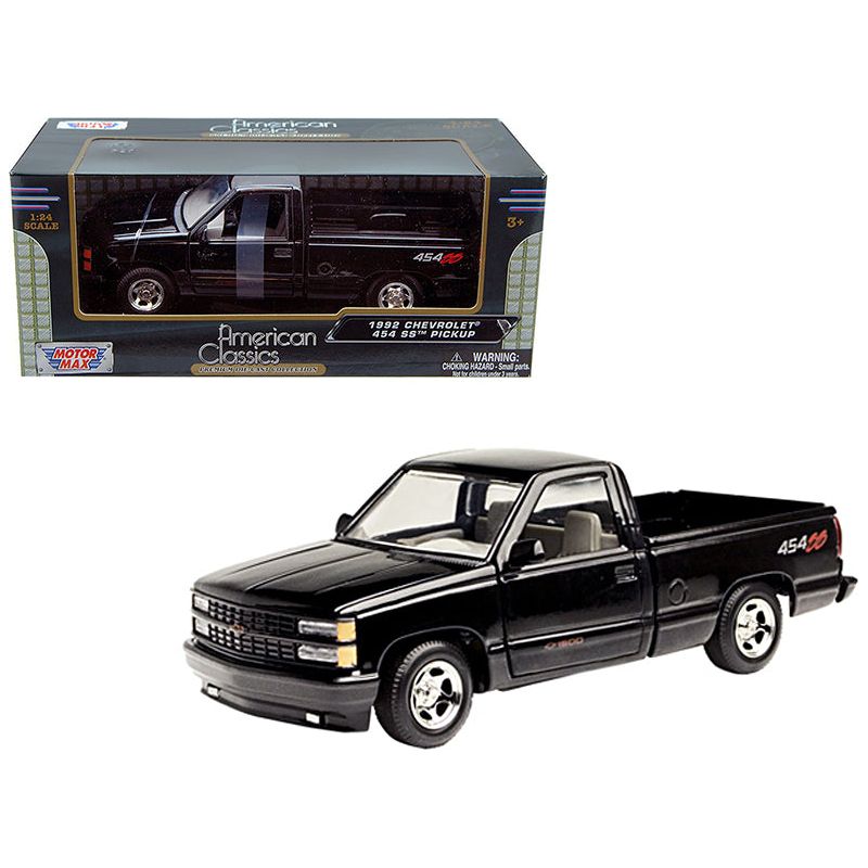 1992 Chevrolet 454 SS Pickup Truck Black 1/24 Diecast Model Car by Motormax