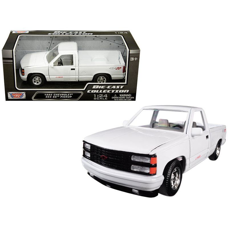 1992 Chevrolet 454 SS Pickup Truck White 1/24 Diecast Model Car by Motormax