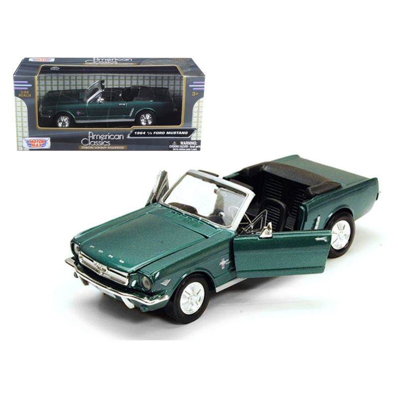 1964 1/2 Ford Mustang Convertible Green Metallic 1/24 Diecast Model Car by Motormax