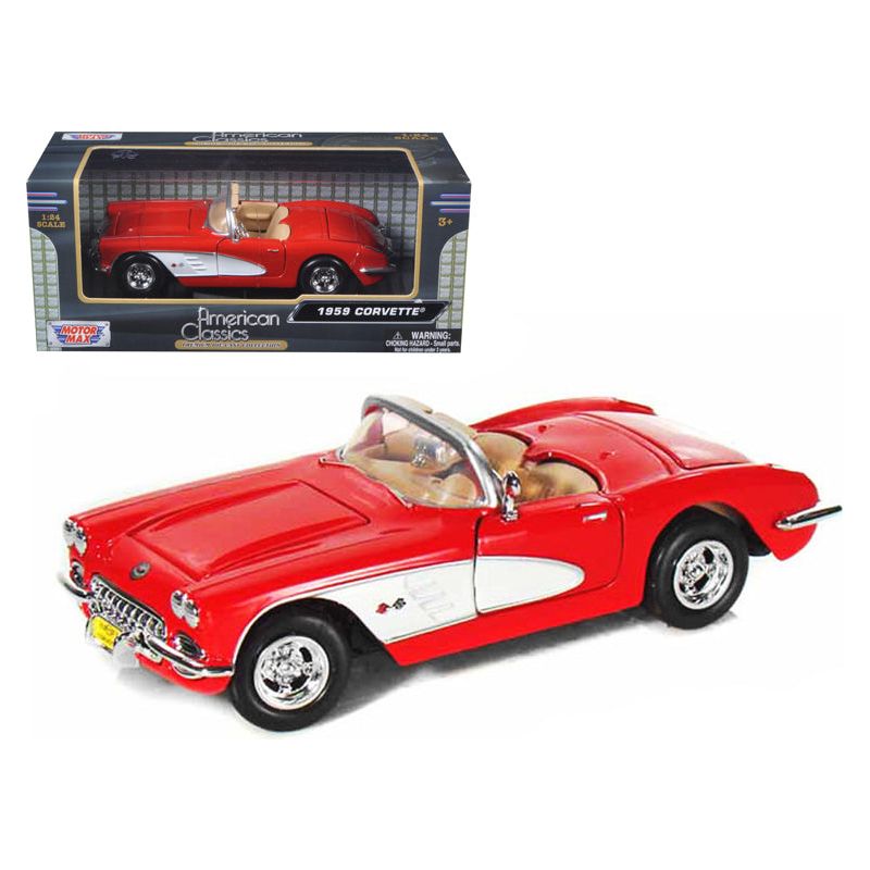 1959 Chevrolet Corvette Convertible Red 1/24 Diecast Model Car by Motormax