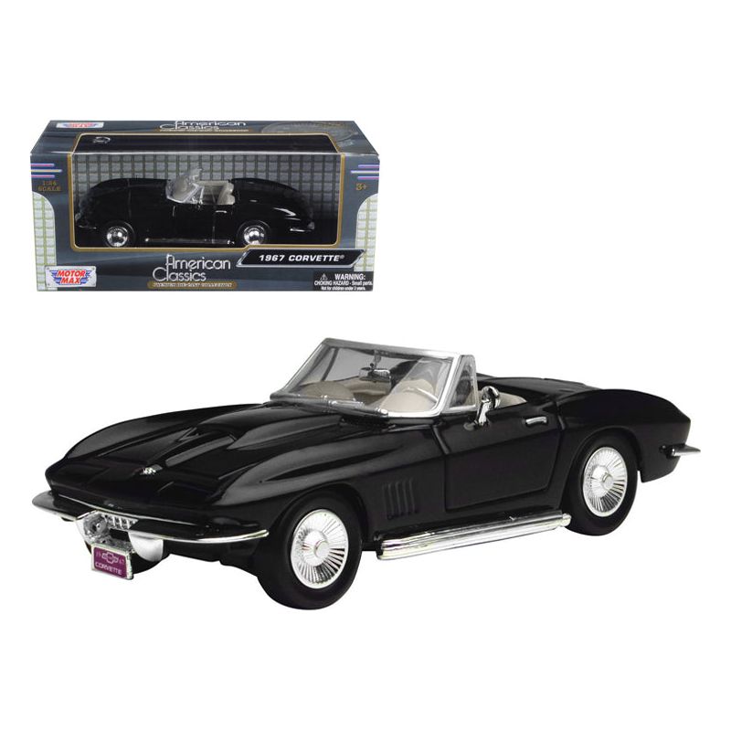 1967 Chevrolet Corvette Convertible Black 1/24 Diecast Model Car by Motormax