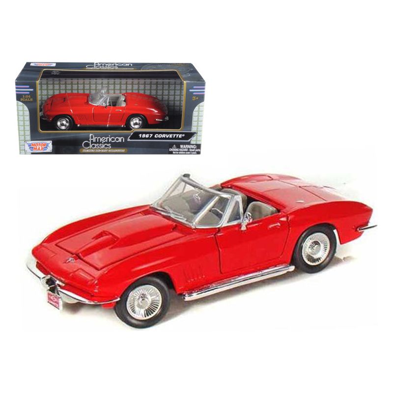 1967 Chevrolet Corvette Convertible Red 1/24 Diecast Model Car by Motormax