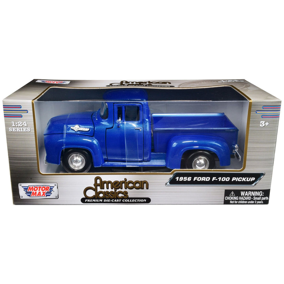 1956 Ford F-100 Pickup Truck Blue Metallic "American Classics" Series 1/24 Diecast Model Car by Motormax