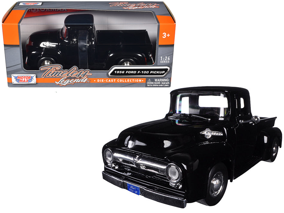 1956 Ford F-100 Pickup Truck Black 1/24 Diecast Model by Motormax 