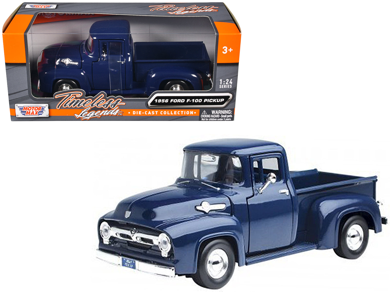 1956 Ford F-100 Pickup Truck Blue 1/24 Diecast Model Car by Motormax