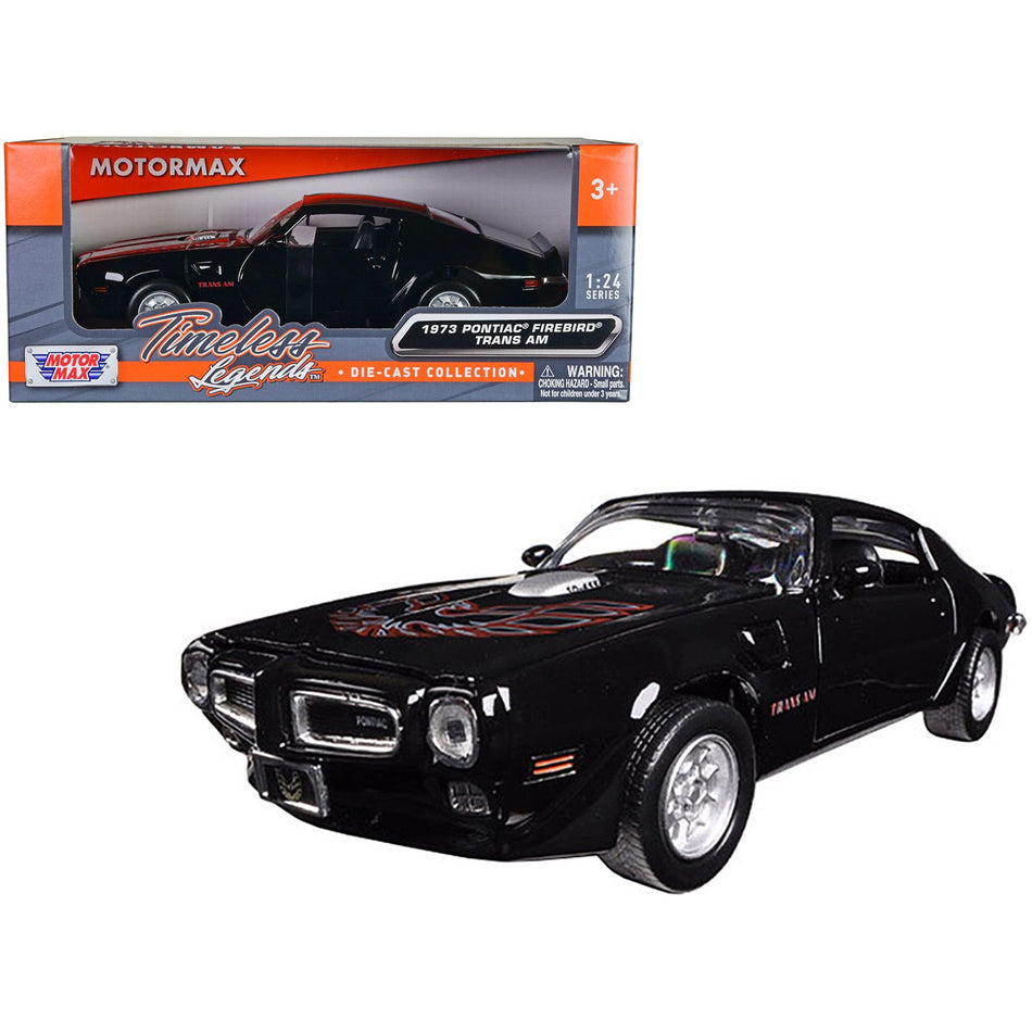 1973 Pontiac Firebird Trans Am Black 1/24 Diecast Model Car by Motormax