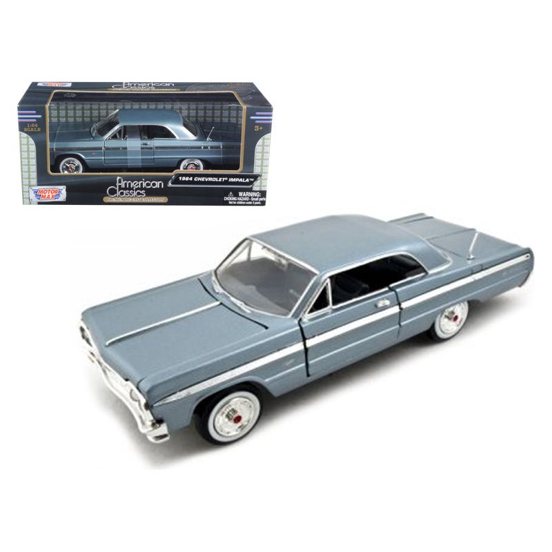 1964 Chevrolet Impala Blue 1/24 Diecast Model Car by Motormax