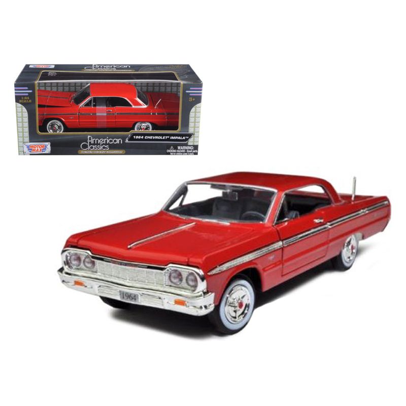 1964 Chevrolet Impala Red 1/24 Diecast Model Car by Motormax