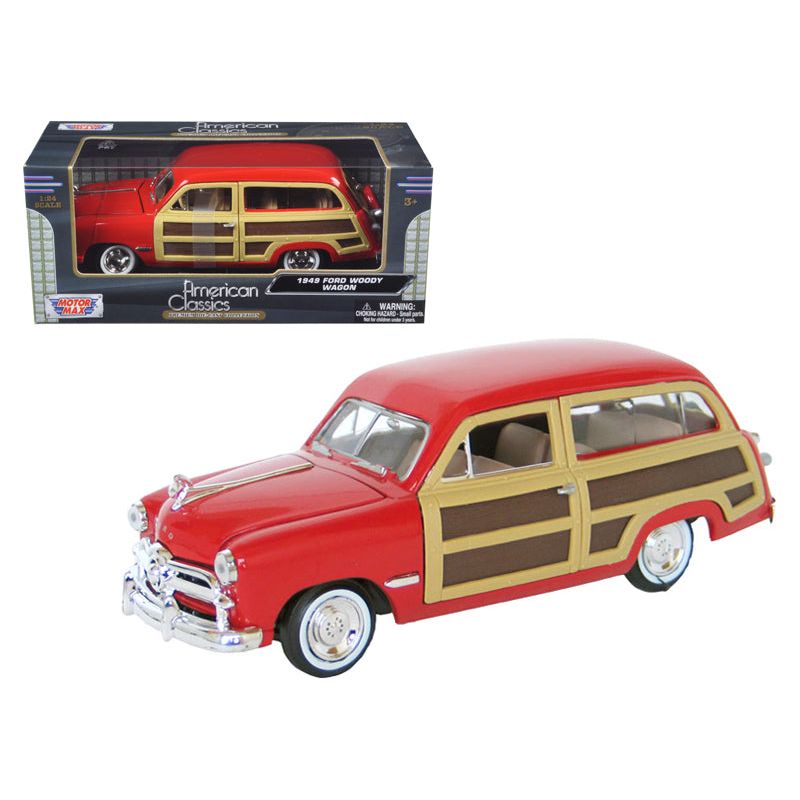 1949 Ford Woody Wagon Red 1/24 Diecast Model Car by Motormax