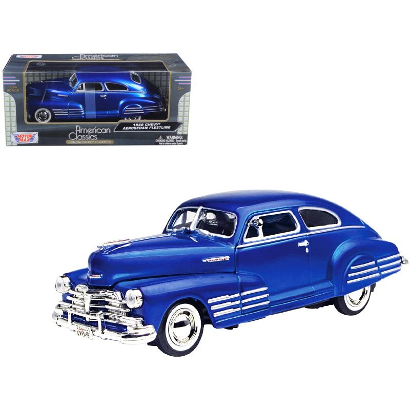 1948 Chevrolet Aerosedan Fleetline Blue 1/24 Diecast Model Car by Motormax