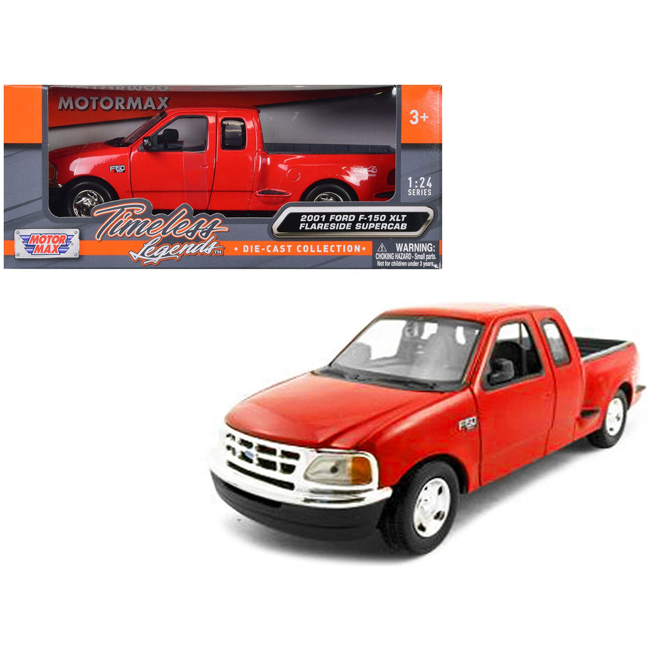 2001 Ford F-150 XLT Flareside Supercab Pickup Truck Red 1/24 Diecast Model Car by Motormax