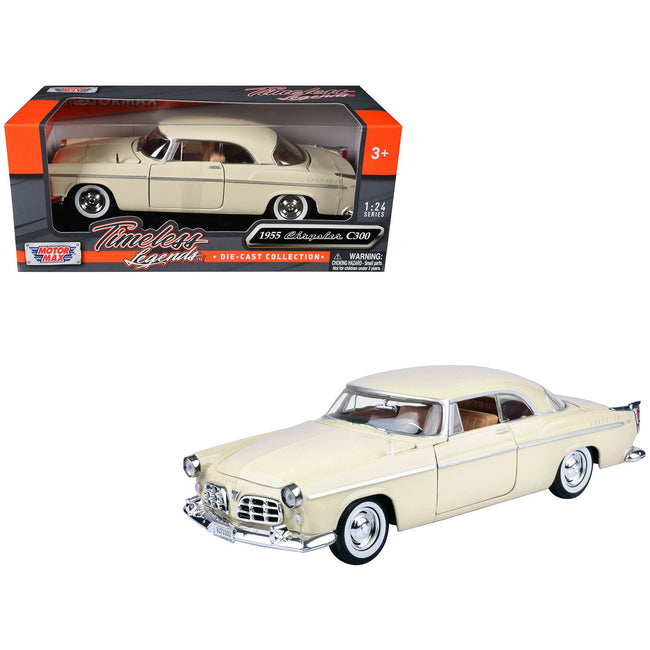 1955 Chrysler C300 Cream "Timeless Legends" Series 1/24 Diecast Model Car by Motormax