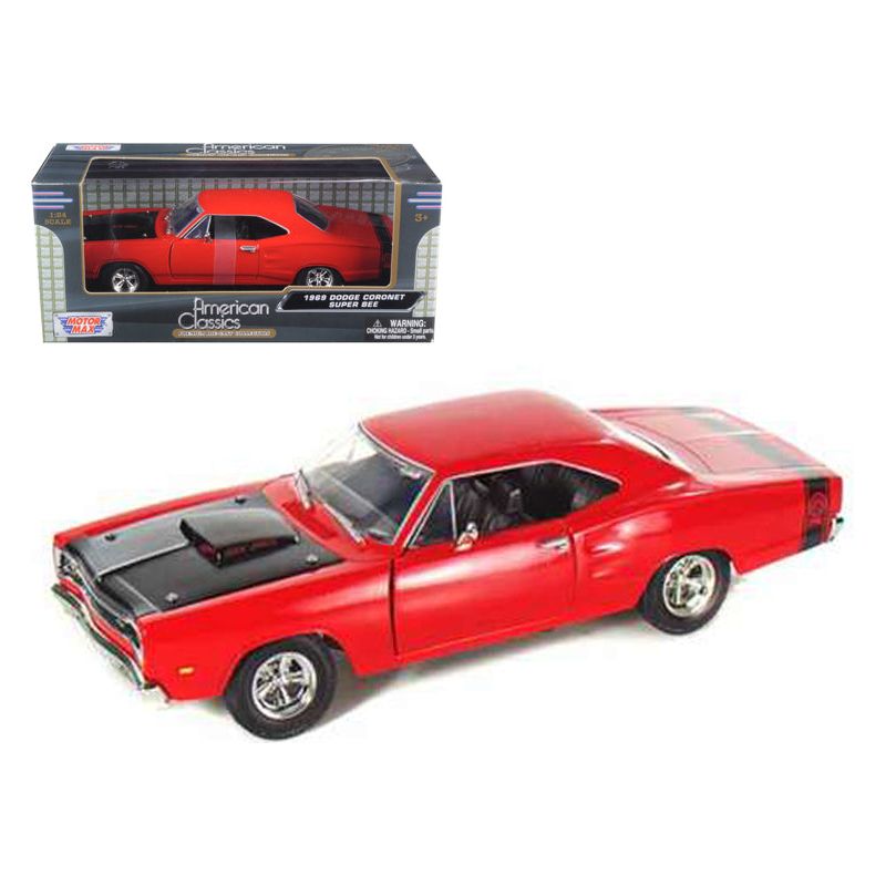 1969 Dodge Coronet Super Bee Red 1/24 Diecast Model Car by Motormax