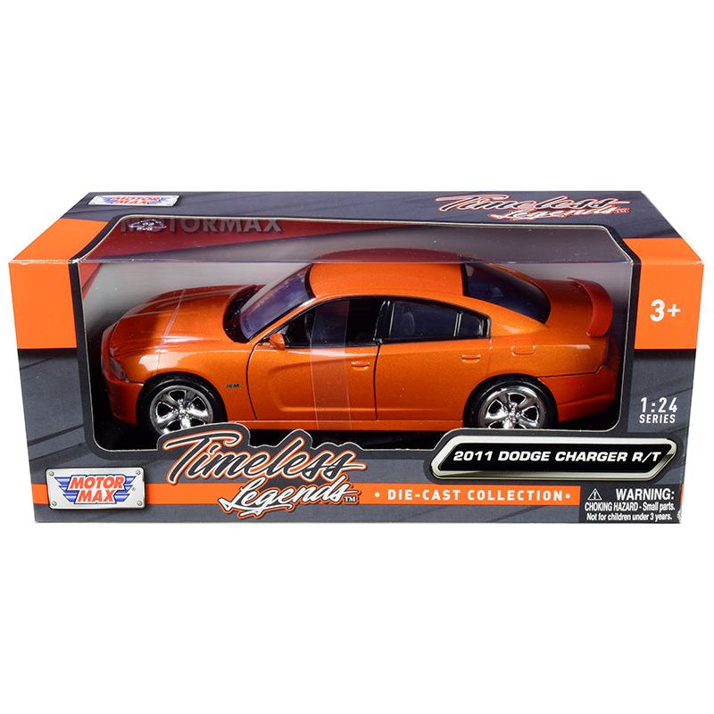 2011 Dodge Charger R/T Hemi Metallic Orange 1/24 Diecast Model Car by Motormax