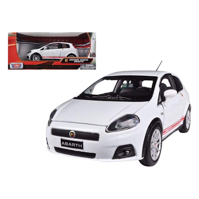 Fiat Grande Punto Abarth White 1/24 Diecast Car Model by Motormax