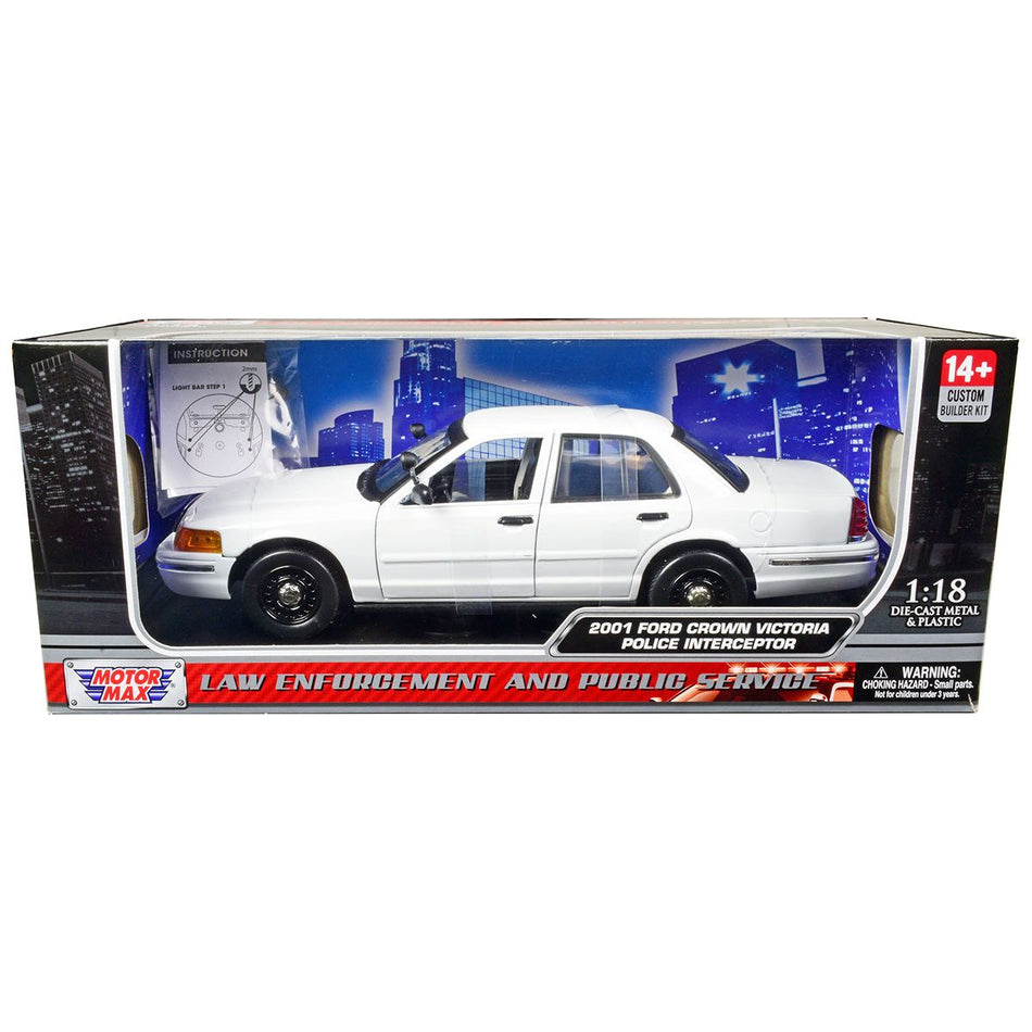 2001 Ford Crown Victoria Police Car Unmarked White "Custom Builder's Kit" Series 1/18 Diecast Model Car by Motormax