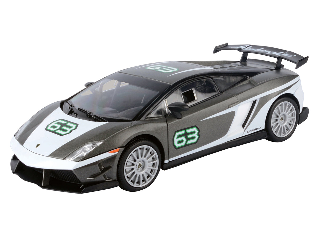 Lamborghini Gallardo LP 560-4 Super Trofeo #63 Gray Metallic and White "GT Racing" Series 1/24 Diecast Model Car by Motormax