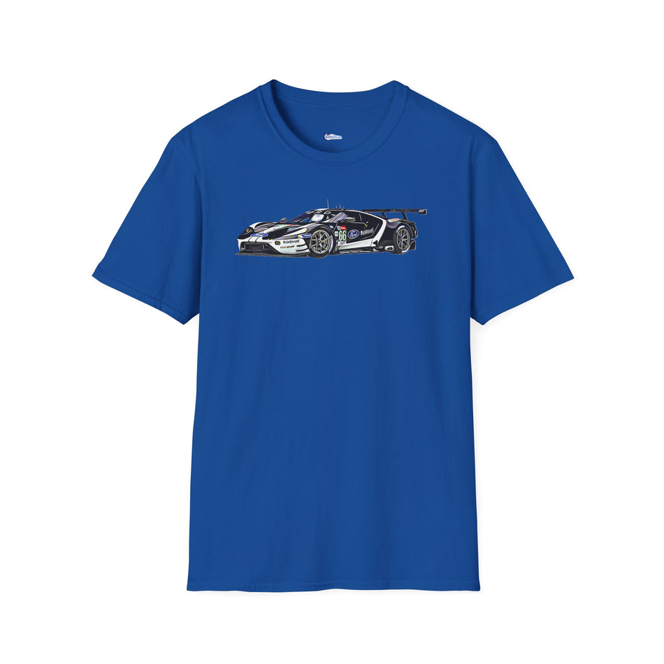 Cartoon Art 24 Hours of Le Mans Ford GT Unisex T-Shirt - Racing Enthusiast Apparel