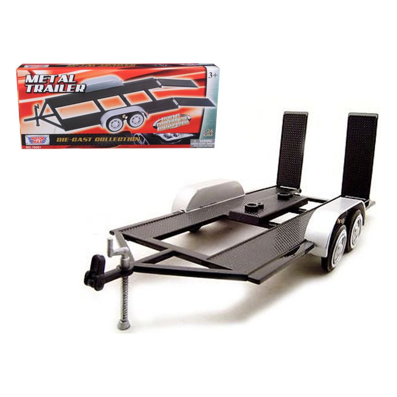 Diecast Tandem Car Trailer Black for 1/24 Scale Models by Motormax