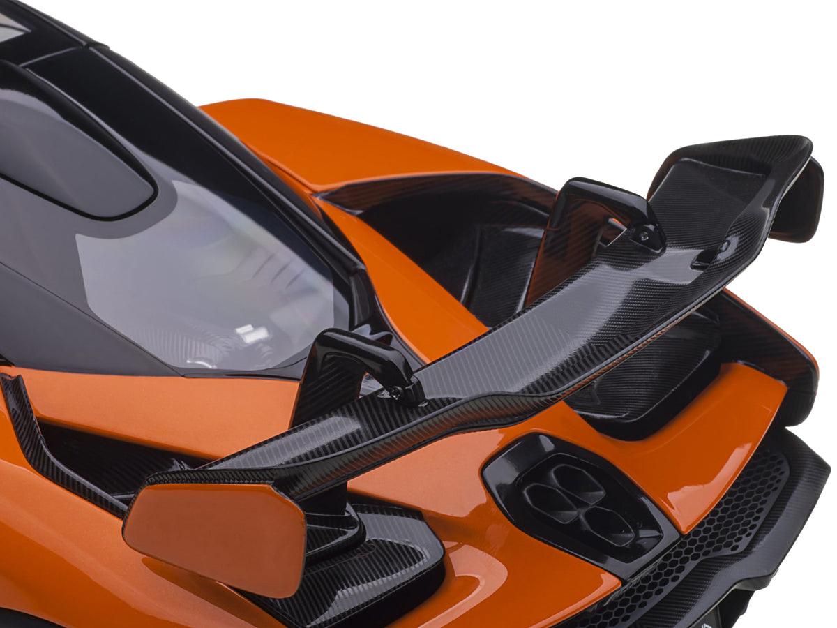 Mclaren Senna Trophy Mira Orange and Black with Carbon Accents 1/18 Model Car by Autoart - view 4