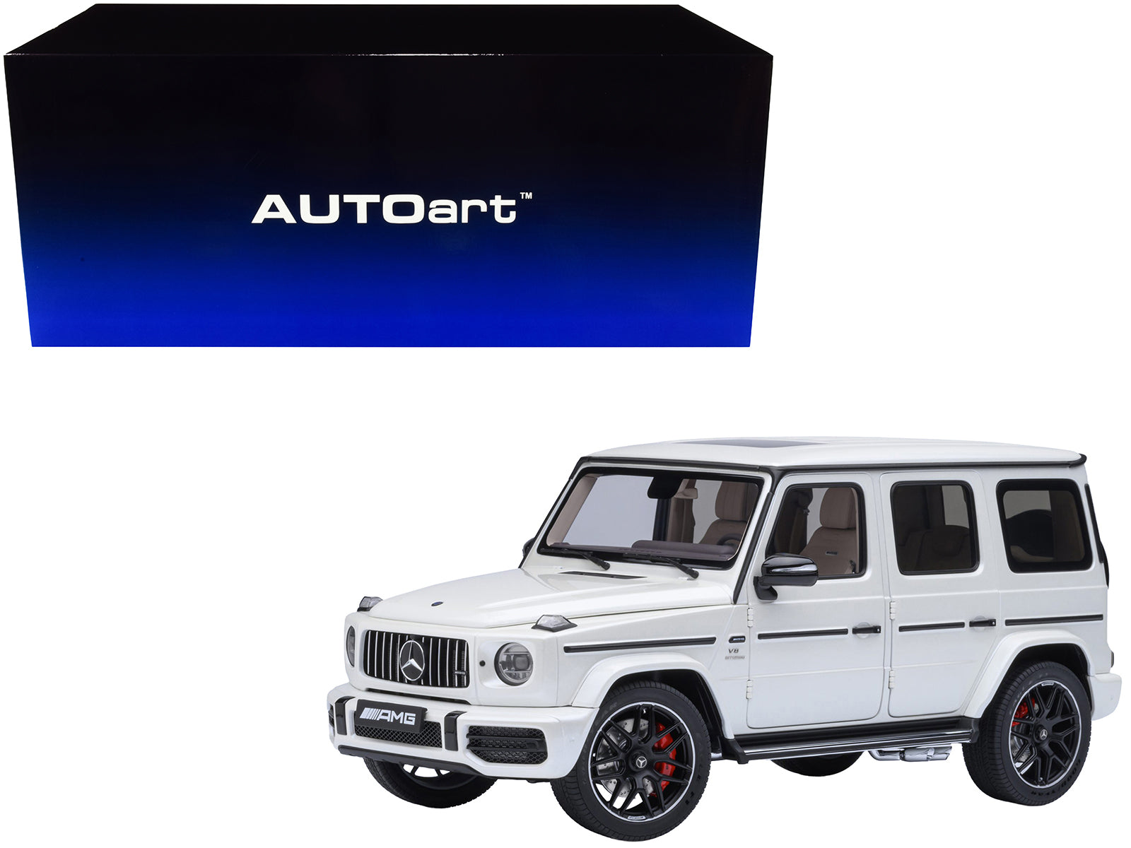2019 Mercedes-Benz AMG G63 Brilliant White Metallic 1/18 Model Car by Autoart