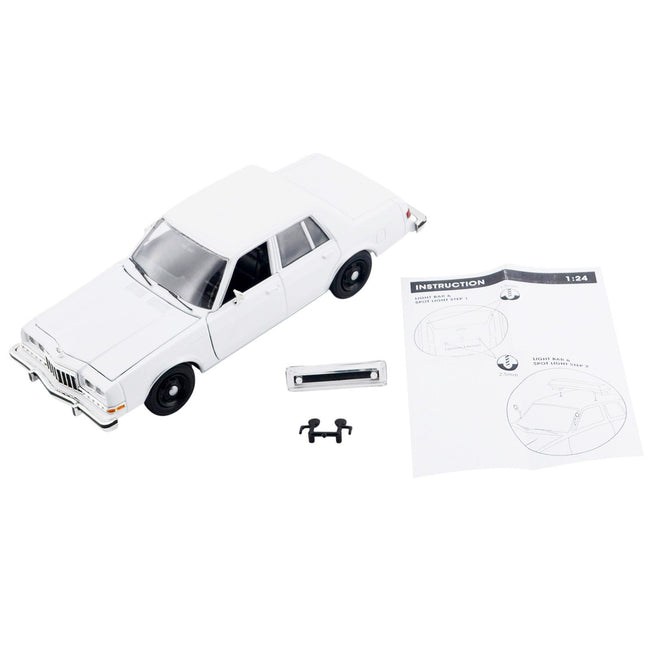 1986 Dodge Diplomat Police Car Unmarked White "Custom Builder's Kit" Series 1/24 Diecast Model Car by Motormax