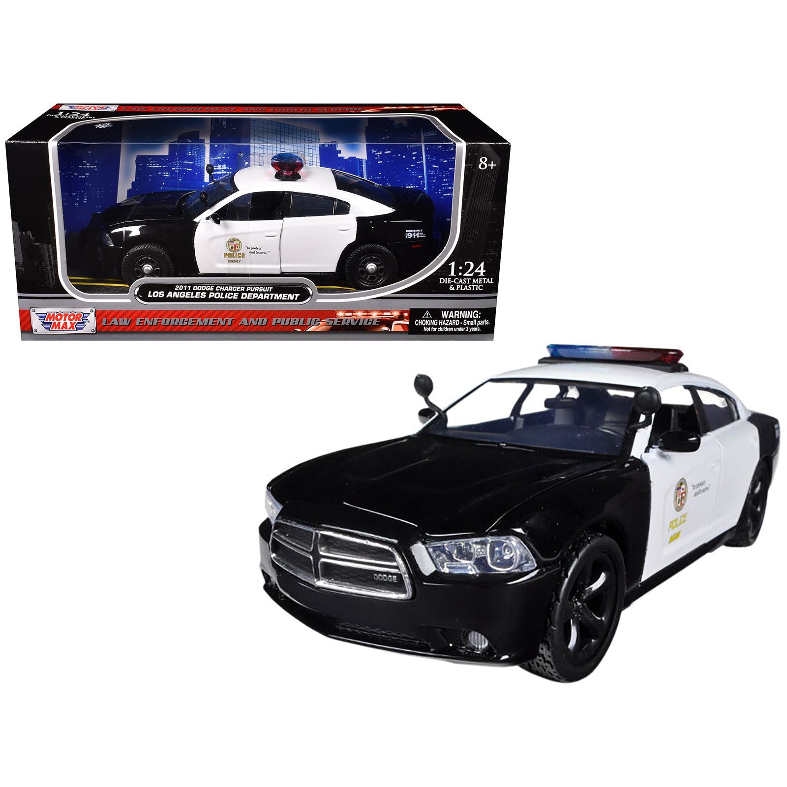 2011 Dodge Charger Pursuit LAPD Los Angeles Police Department Car 1/24 Diecast Car Model by Motormax
