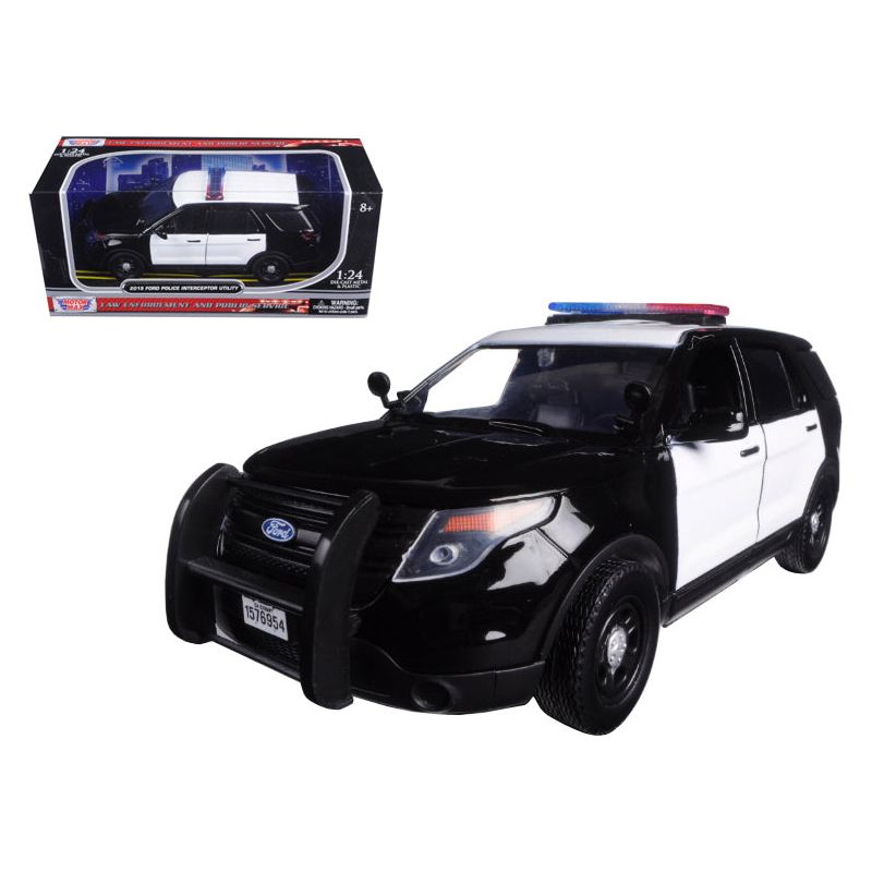 2015 Ford Police Interceptor Utility Unmarked Black and White 1/24 Diecast Model Car by Motormax