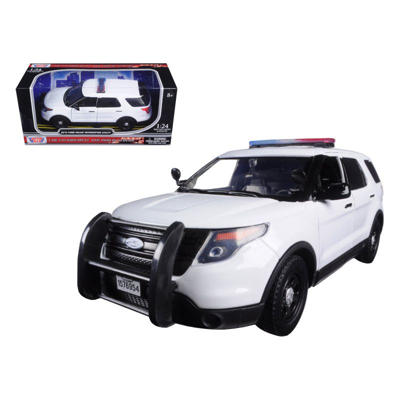 2015 Ford Police Interceptor Utility Unmarked White 1/24 Diecast Model Car by Motormax