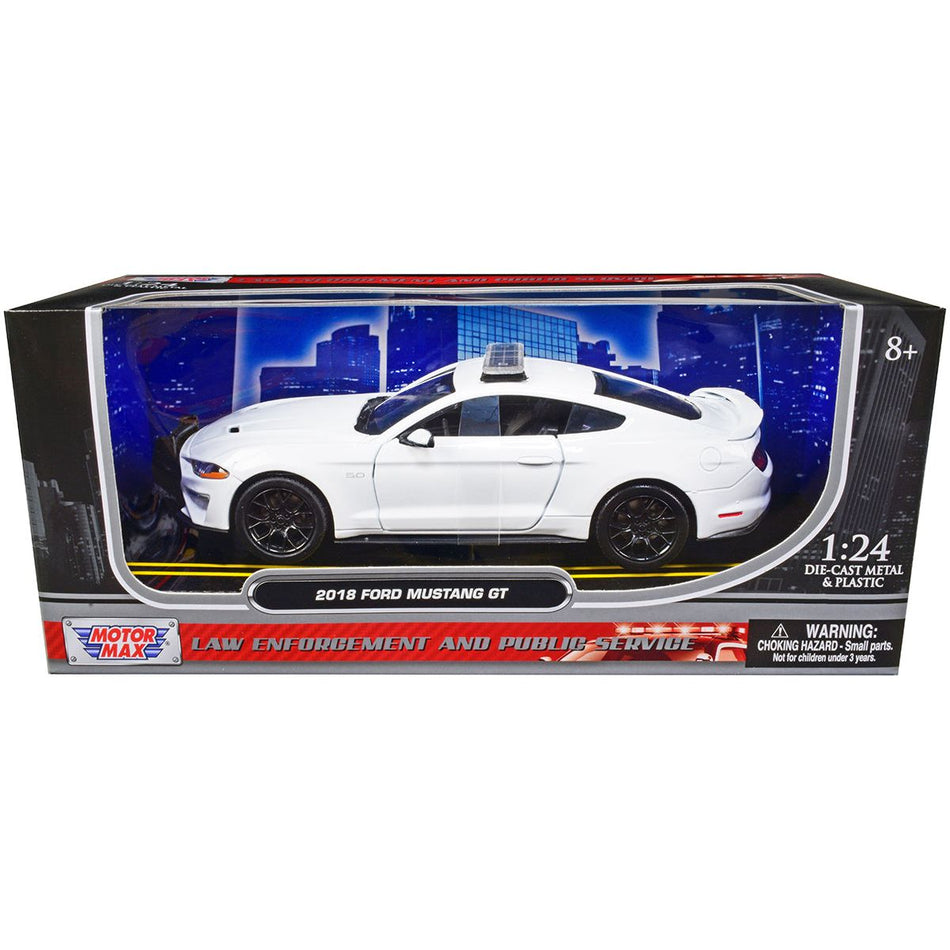 2018 Ford Mustang GT Police Car Unmarked Plain White "Law Enforcement and Public Service" Series 1/24 Diecast Model Car by Motormax