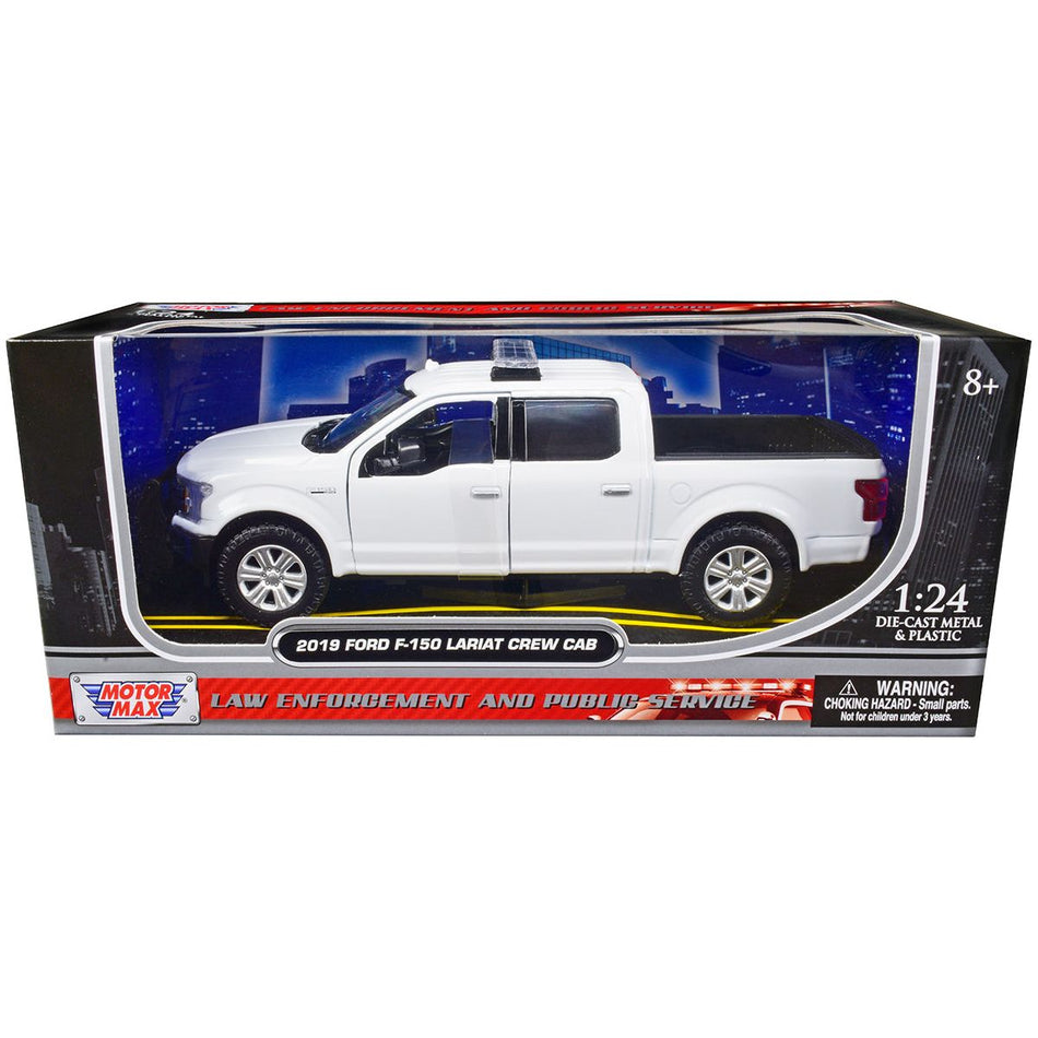 2019 Ford F-150 Lariat Crew Cab Pickup Truck Unmarked Plain White "Law Enforcement and Public Service" Series 1/24 Diecast Model Car by Motormax