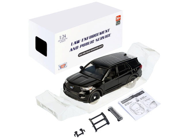 2022 Ford Police Interceptor Utility Unmarked Black "Builder's Kit" "Law Enforcement and Public Service" Series 1/24 Diecast Model Car by Motormax