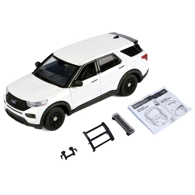 2022 Ford Police Interceptor Utility Unmarked White "Builder's Kit" "Law Enforcement and Public Service" Series 1/24 Diecast Model Car by Motormax
