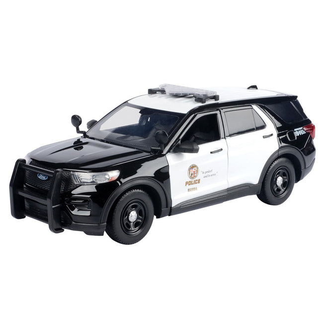 2022 Ford Police Interceptor Utility "Los Angeles Police Department" Black and White "Law Enforcement and Public Service" Series 1/24 Diecast Model Car by Motormax