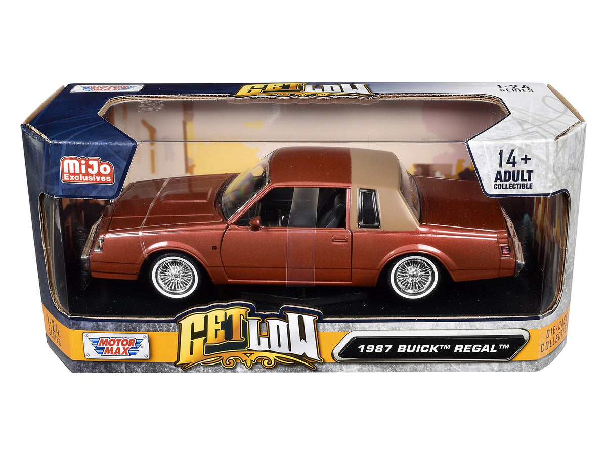 1987 Buick Regal Lowrider Brown Metallic with Tan Half Top "Get Low" Series 1/24 Diecast Model Car by Motormax