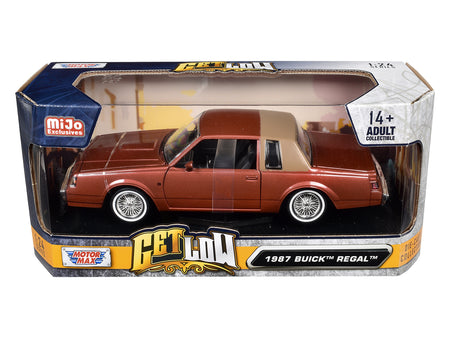 1987 Buick Regal Lowrider Brown Metallic with Tan Half Top "Get Low" Series 1/24 Diecast Model Car by Motormax