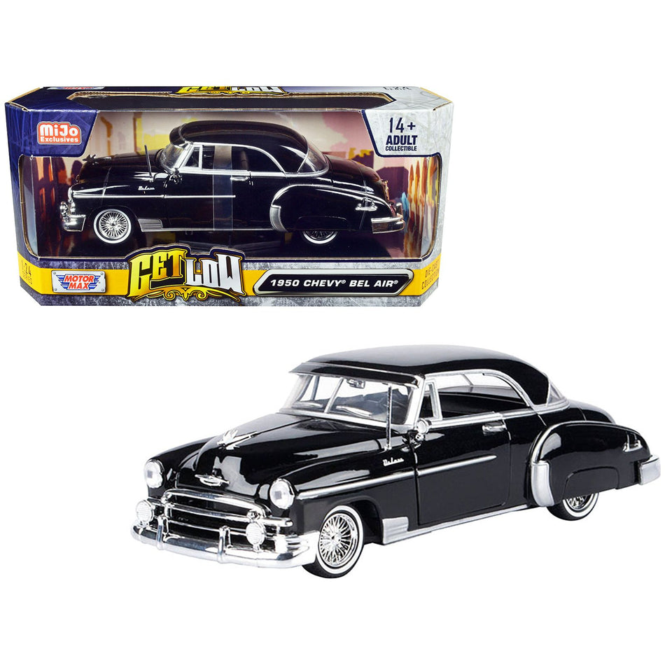 1950 Chevrolet Bel Air Lowrider Black "Get Low" Series 1/24 Diecast Model Car by Motormax