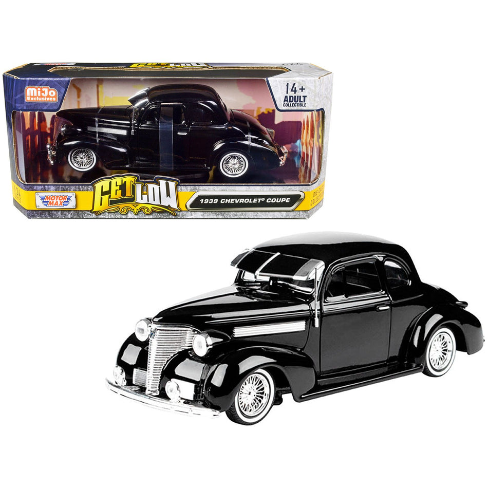 1939 Chevrolet Coupe Lowrider Black "Get Low" Series 1/24 Diecast Model Car by Motormax