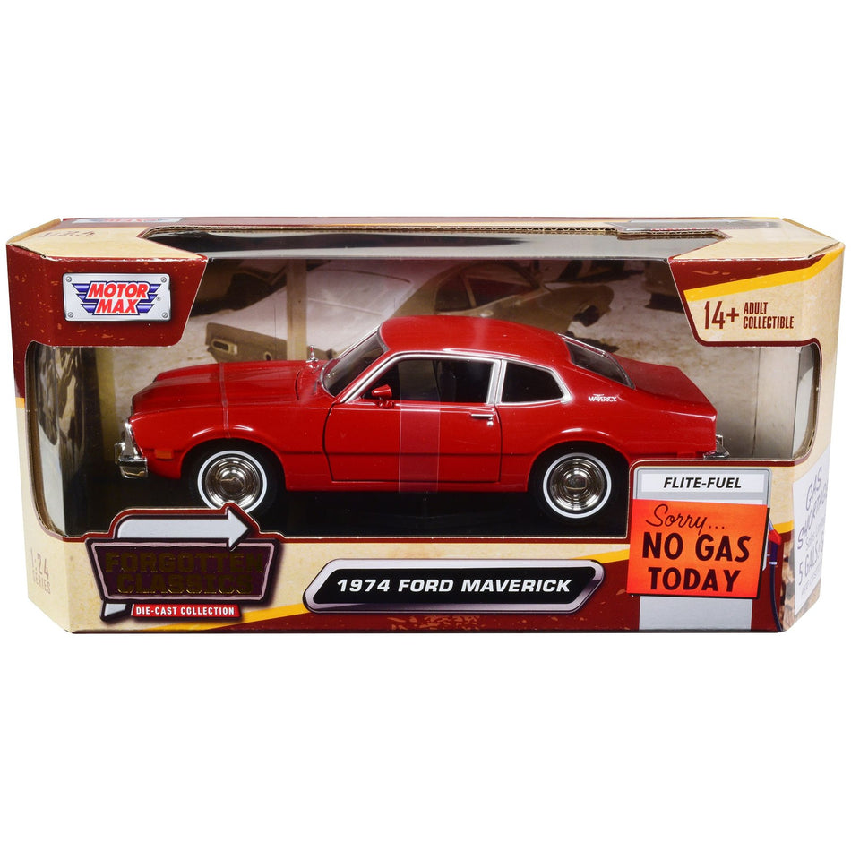 1974 Ford Maverick Red "Forgotten Classics" Series 1/24 Diecast Model Car by Motormax