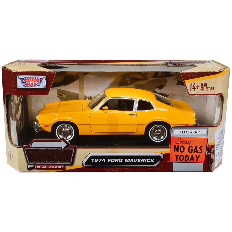 1974 Ford Maverick Yellow "Forgotten Classics" 1/24 Diecast Model Car by Motormax